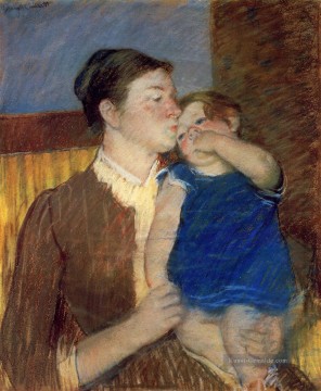Mütter Gute Nacht Mütter Kinder Mary Cassatt Kuss Ölgemälde
